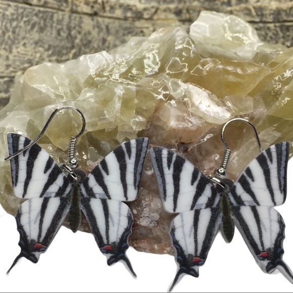 Jewelry - Zebra Acrylic Butterfly Earrings